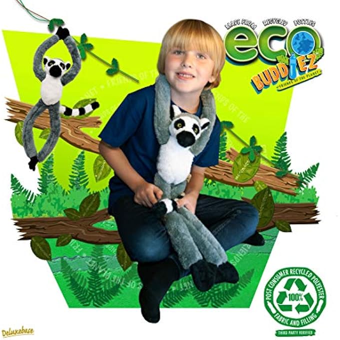 Deluxebase TREE HUGGERS - SIFAKA BY DELUXEBASE. 72 CM HANGING BABY SOFT TOY MADE OF RECYCLED PLASTIC BOTTLES. SOFT & ECOLOGICAL PLUSH TOY, FOR CHILDREN. - Image 4